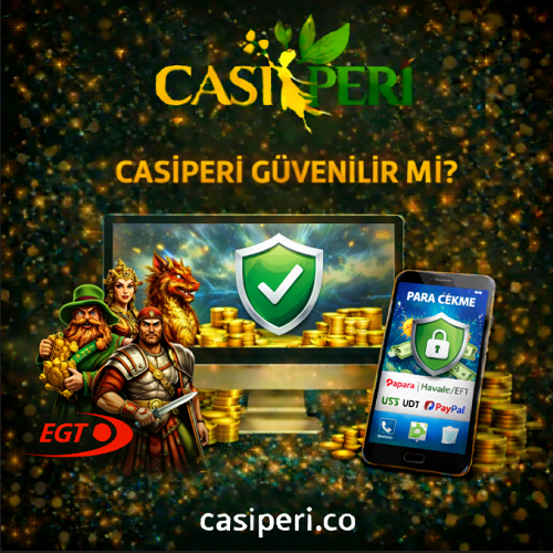 Casiperi güvenilir mi görseli, para çekme işlemleri, EGT oyun karakterleri ve güvenilirlik sembolleri ile hazırlanmış tanıtım bannerı.